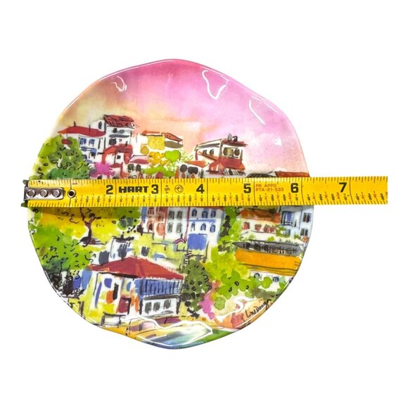 Set Of 4 222 Fifth Lw Design Melamine Salad Plates Sage Blush Parisienne Scenic - Picture 6 of 6